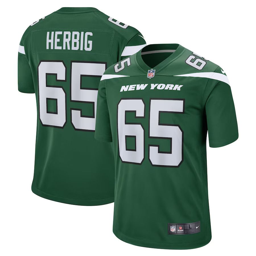 Men New York Jets 65 Nate Herbig Nike Gotham Green Game Player NFL Jersey